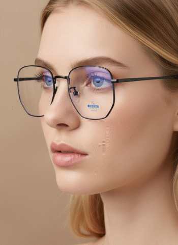 124216 Oversized Geometric Blue Light Blocking Glasses - Unisex Lightweight Anti-Glare Computer Eyewear