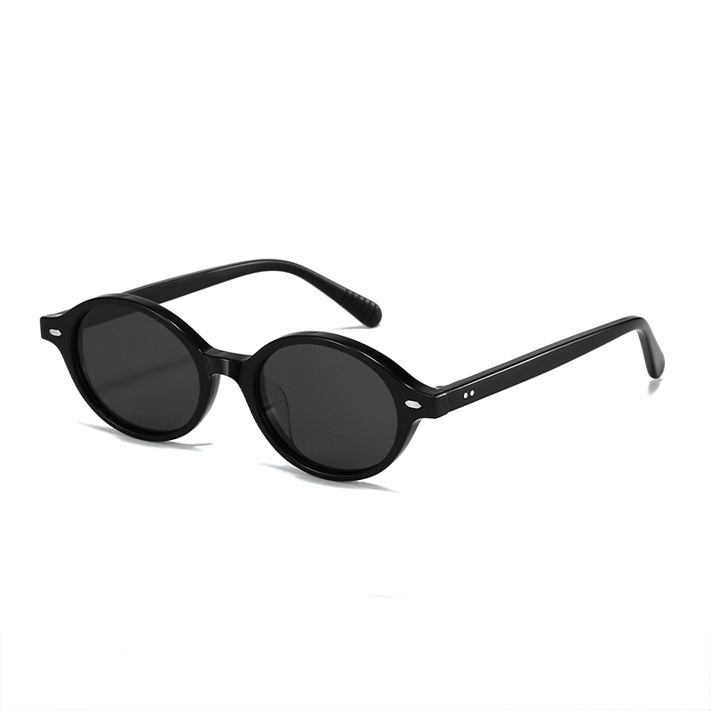 2408 Trendy Black Micro Oval Sunglasses - Image 2