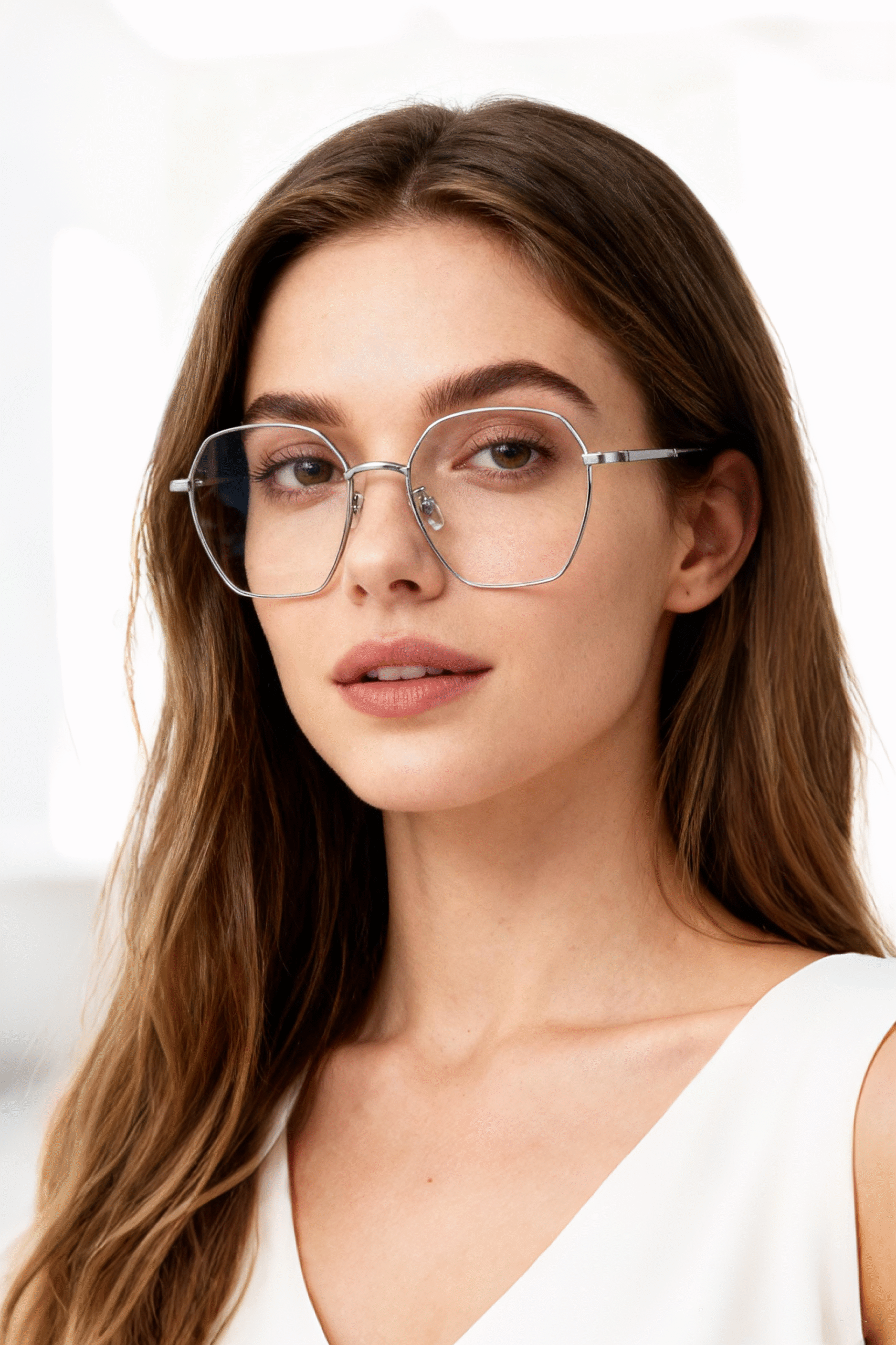 30832 Lightweight Hexagonal Titanium Eyeglasses