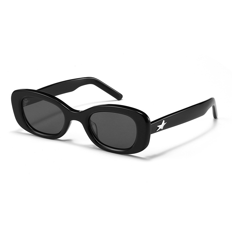 9073 Acetate Retro Oval Sunglasses with Star Temple - Image 2