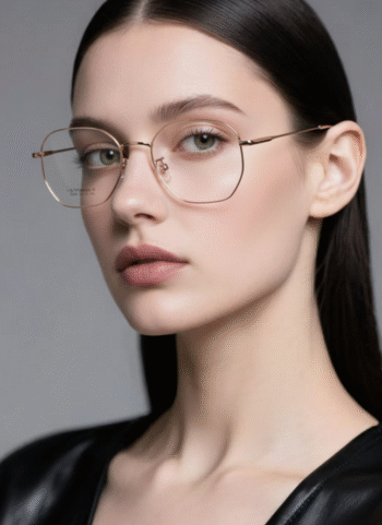 11014 Stylish Silver Hexagon Titanium Eyeglasses