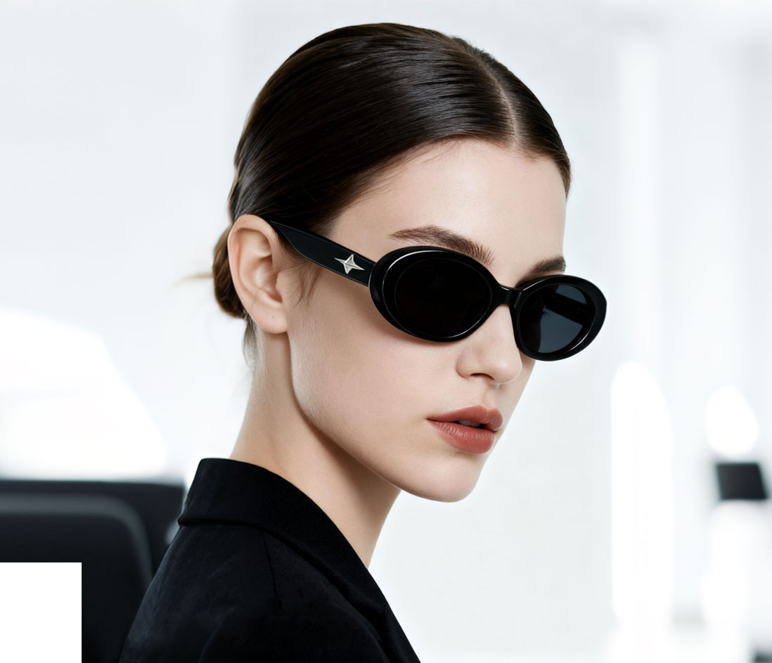 9071 Classic Oval Acetate Nylon Sunglasses