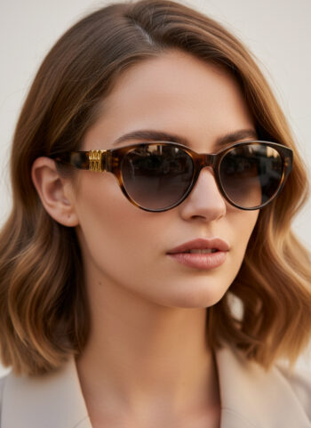 11530R Bold Retro Cat Eye Sunglasses with Statement Letter Logo