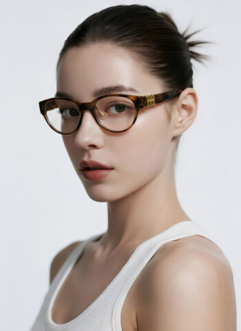 11530R Chic Cat Eye Optical Frames with Statement Gold Letter Logo