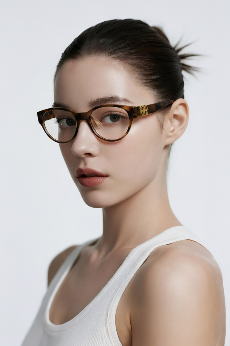 11530R Chic Cat Eye Optical Frames with Statement Gold Letter Logo