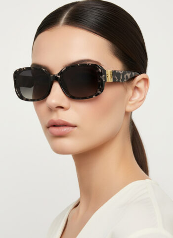11506 Classic Oversized Square Sunglasses with Designer-Style Logo