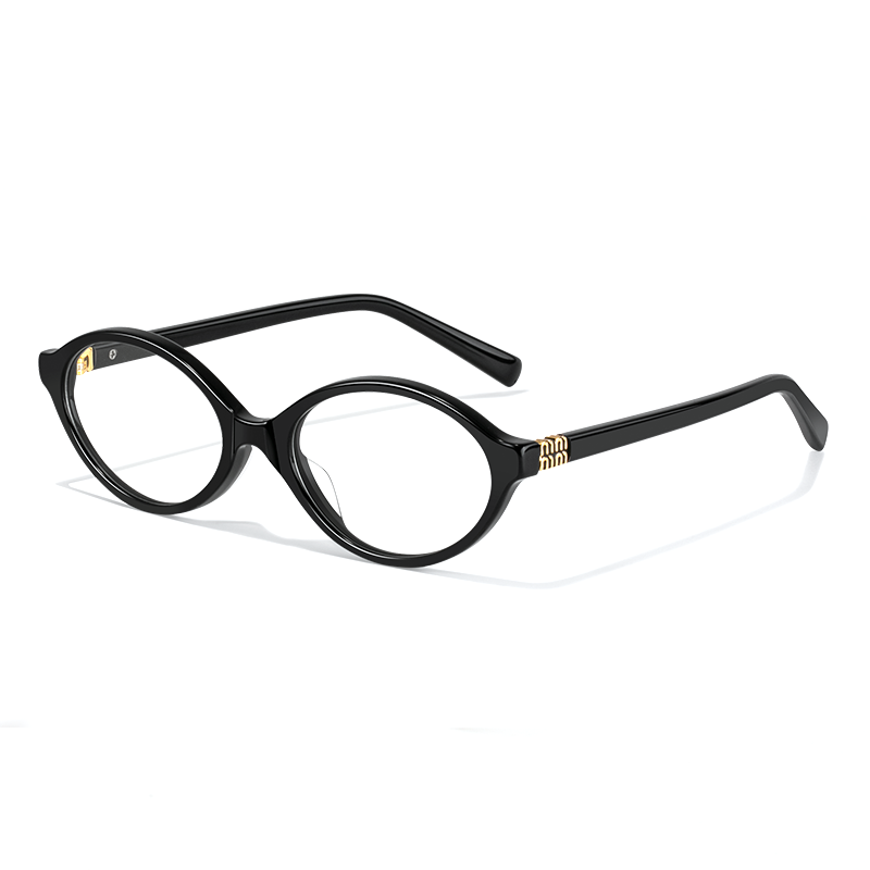 2408 Chic Oval Eyeglasses Frame - Gold Logo Detail - Image 2