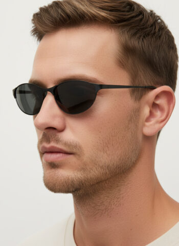 12006 Y2K Style Slim Metal Oval Sunglasses - Narrow Retro Design