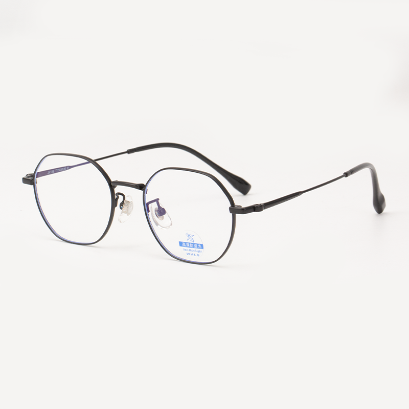 20110 Chic Geometric Hexagonal Anti-Blue Light Eyeglasses - Slim Titanium Frame - Image 2
