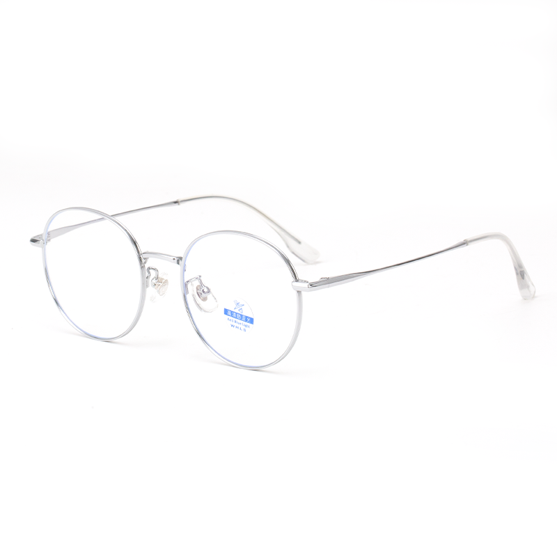 30821 Classic Round Titanium Anti-Blue Light Eyeglasses - Retro Minimalist Frame - Image 3