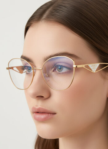 7707 High-Fashion Geometric Metal Optical Frames - Hollow Temple Design