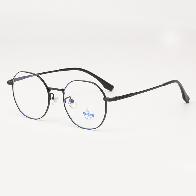 30868 Geometric Round Blue Light Blocking Glasses - Ultra-Light TitaniumFrame - Image 2
