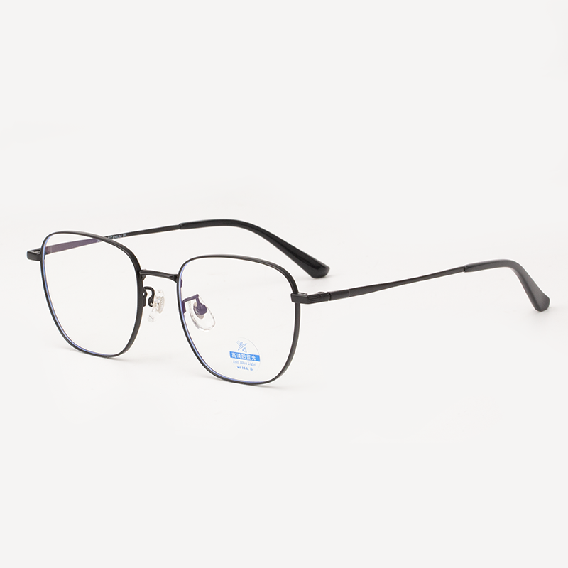 30875 Geometric Square Titanium Blue Light Blocking Glasses - Unisex & Ultra-Light - Image 2