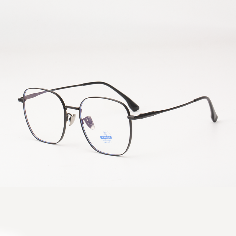 31083 Geometric Black Titanium Blue Light Blocking Glasses - Ultra-Light & Modern - Image 2