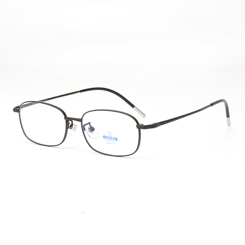 6205 Ultra-Lightweight Rectangular Silver Blue Light Blocking Glasses - Unisex Titanium Frame - Image 2