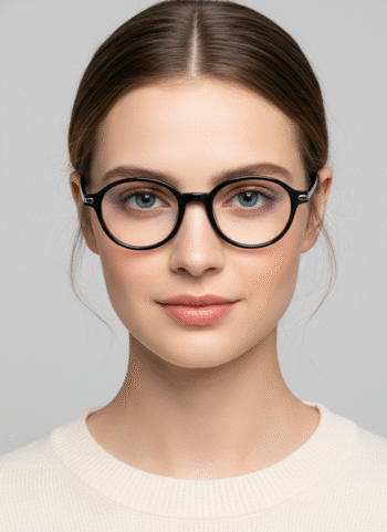 TR52031 Minimalist Oval Eyeglasses - Thin Black Frame Clear Lens