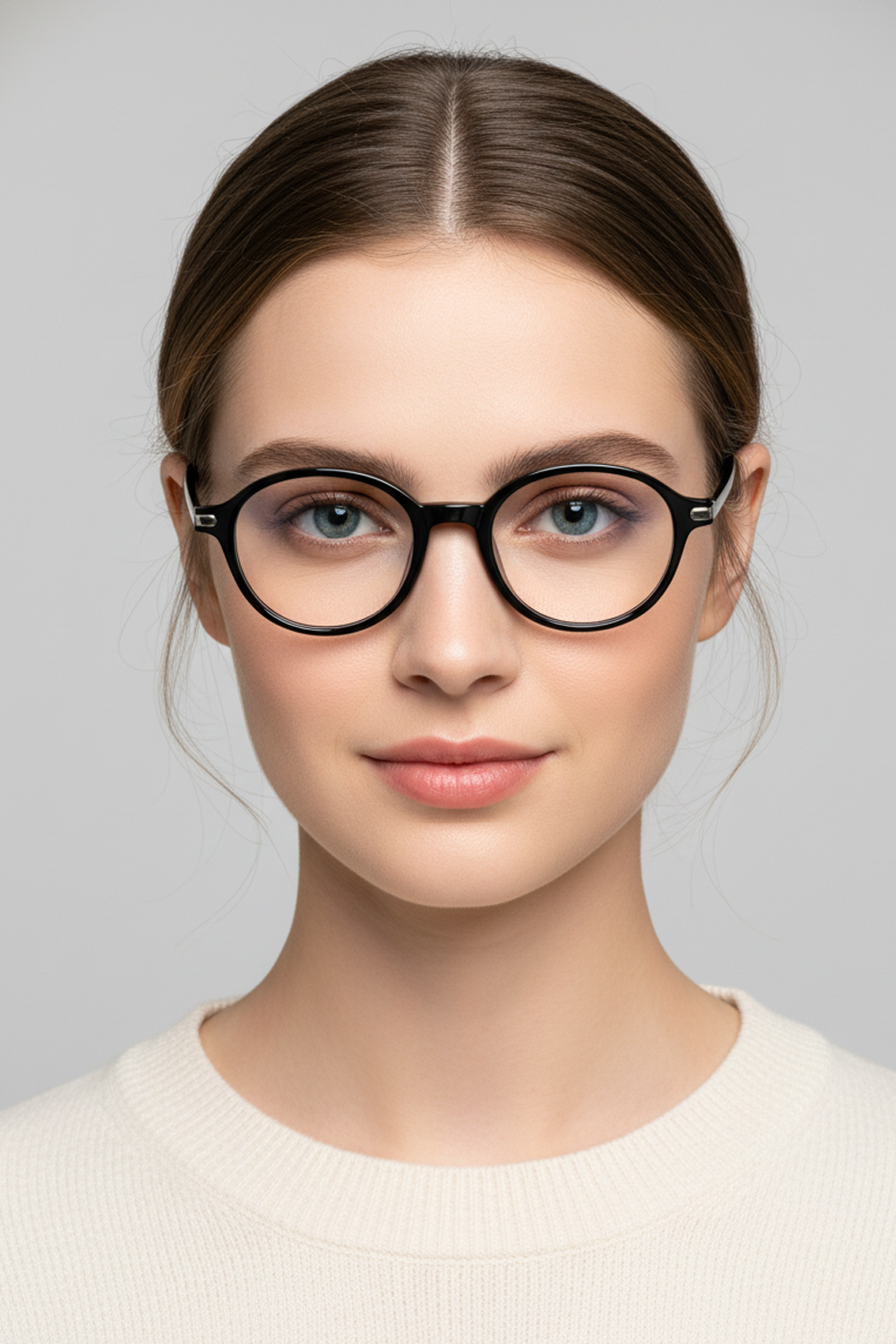 TR52031 Minimalist Oval Eyeglasses - Thin Black Frame Clear Lens