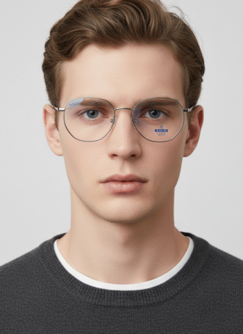 20110 Chic Geometric Hexagonal Anti-Blue Light Eyeglasses - Slim Titanium Frame