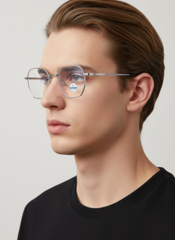 30837 Premium Hexagonal Titanium Eyeglasses - Anti-Blue Light Frames