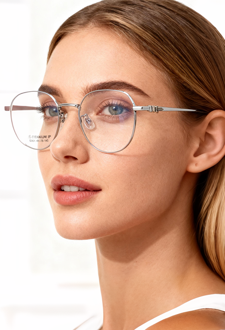 30851 Classic Titanium Anti-Blue Light Eyeglasses - Hypoallergenic & Ultra-Lightweight