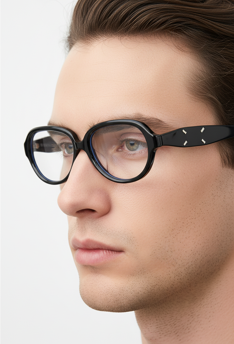 2228 Retro Oval Black Frame Blue Light Blocking Glasses - Unique Statement Style