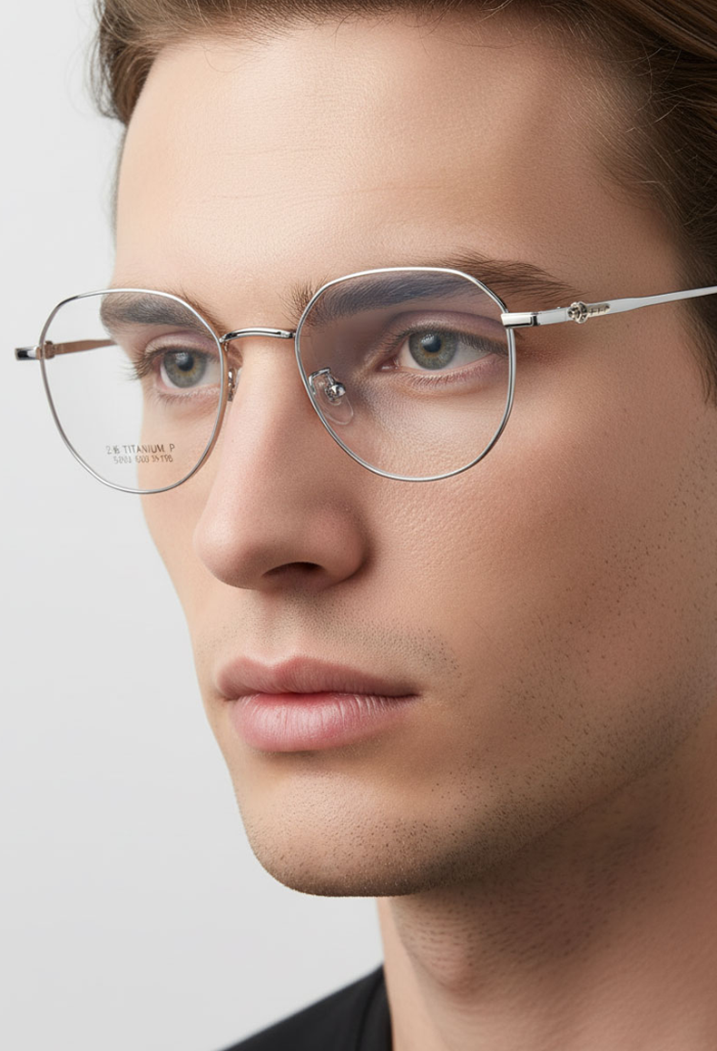 30855 Hexagonal Titanium Frame Glasses - Ultra-Lightweight & Durable