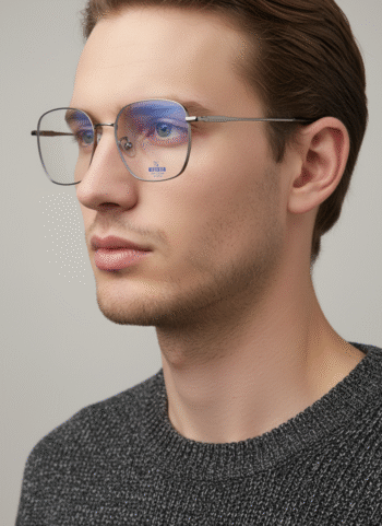 31083 Geometric Black Titanium Blue Light Blocking Glasses - Ultra-Light & Modern