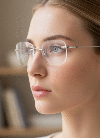9008 Ultra-Light Titanium Rimless Rectangular Eyeglasses | Invisible Frame Comfort