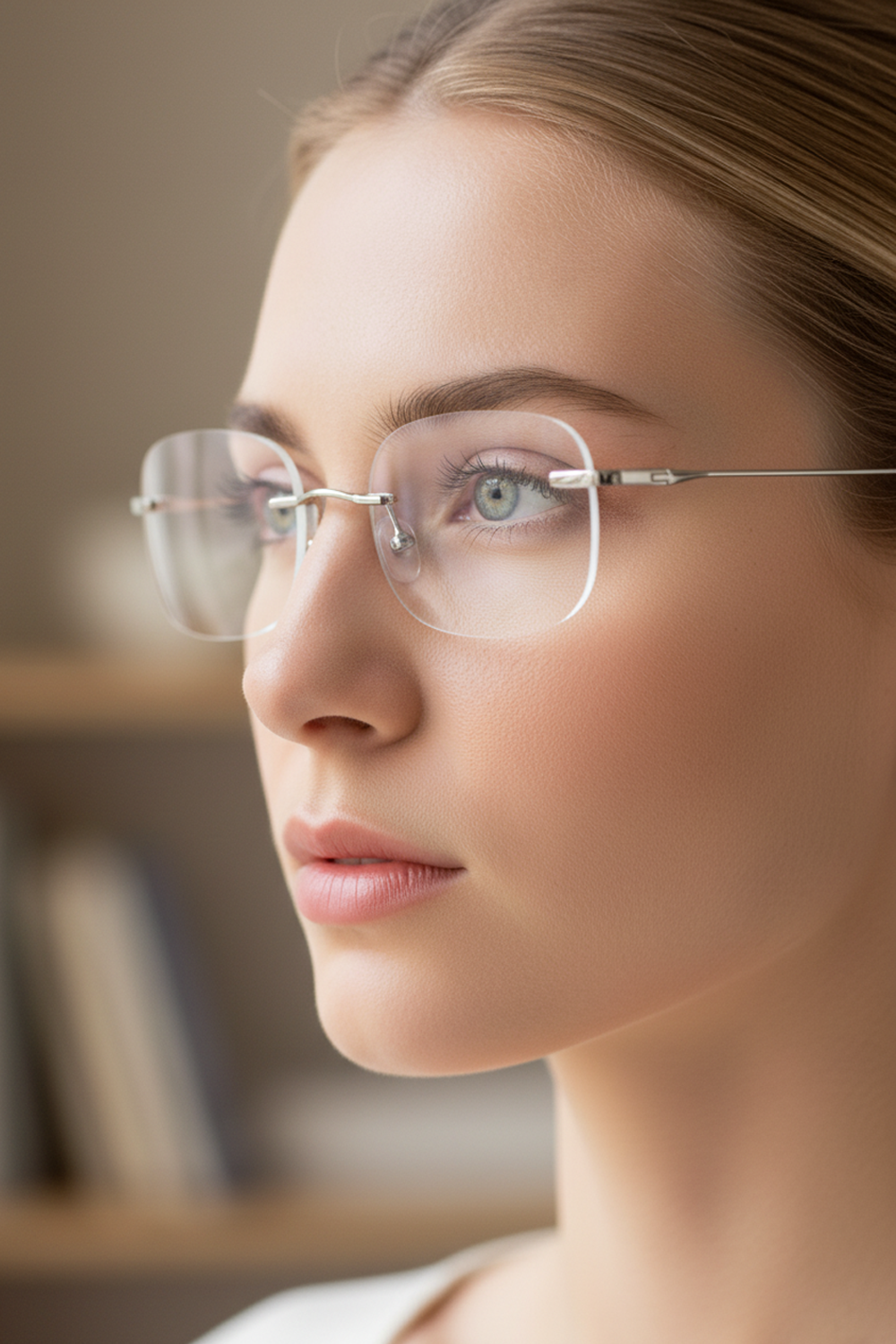 9008 Ultra-Light Titanium Rimless Rectangular Eyeglasses | Invisible Frame Comfort