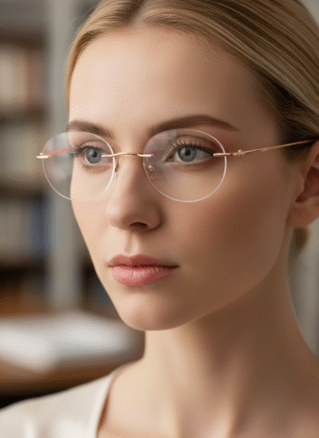 9009 Ultra-Light Titanium Rimless Round Eyeglasses | Invisible Frame Comfort