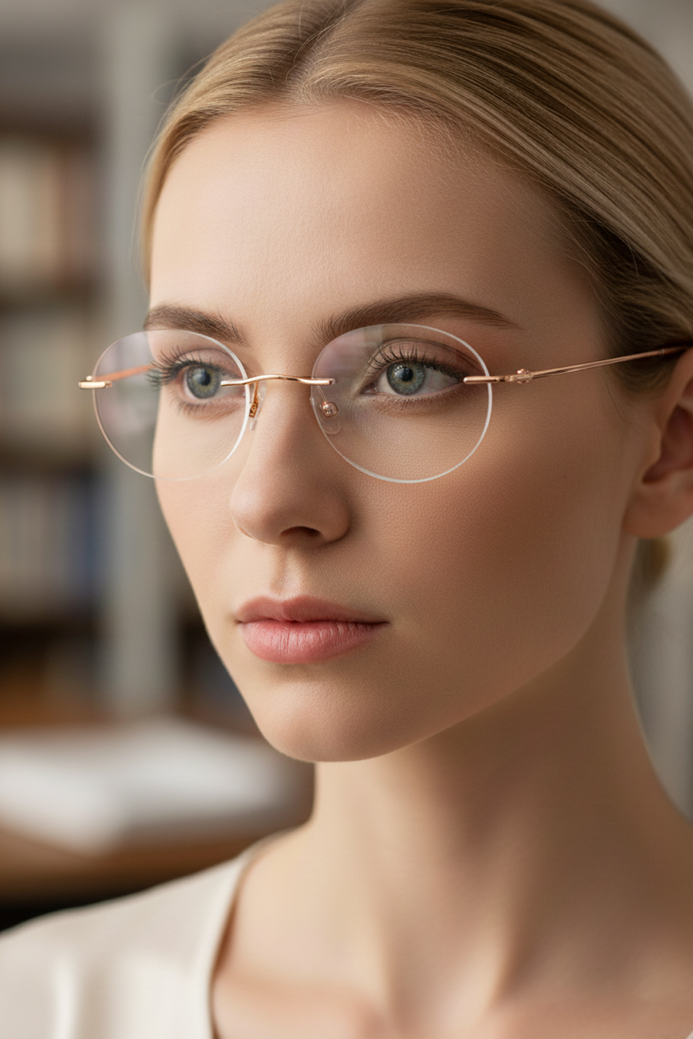 9009 Ultra-Light Titanium Rimless Round Eyeglasses | Invisible Frame Comfort