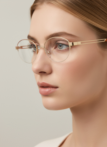 202406 Modern Half-Rim Oval Eyeglasses | Split-Temple Design for Men & Women