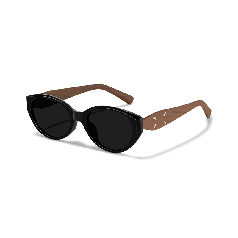 507550 Retro Cat-Eye Sunglasses with Unique Wood Grain Temple - Image 2