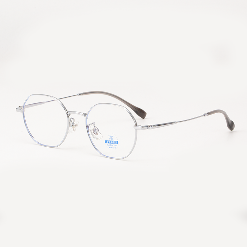 20110 Chic Geometric Hexagonal Anti-Blue Light Eyeglasses - Slim Titanium Frame - Image 3