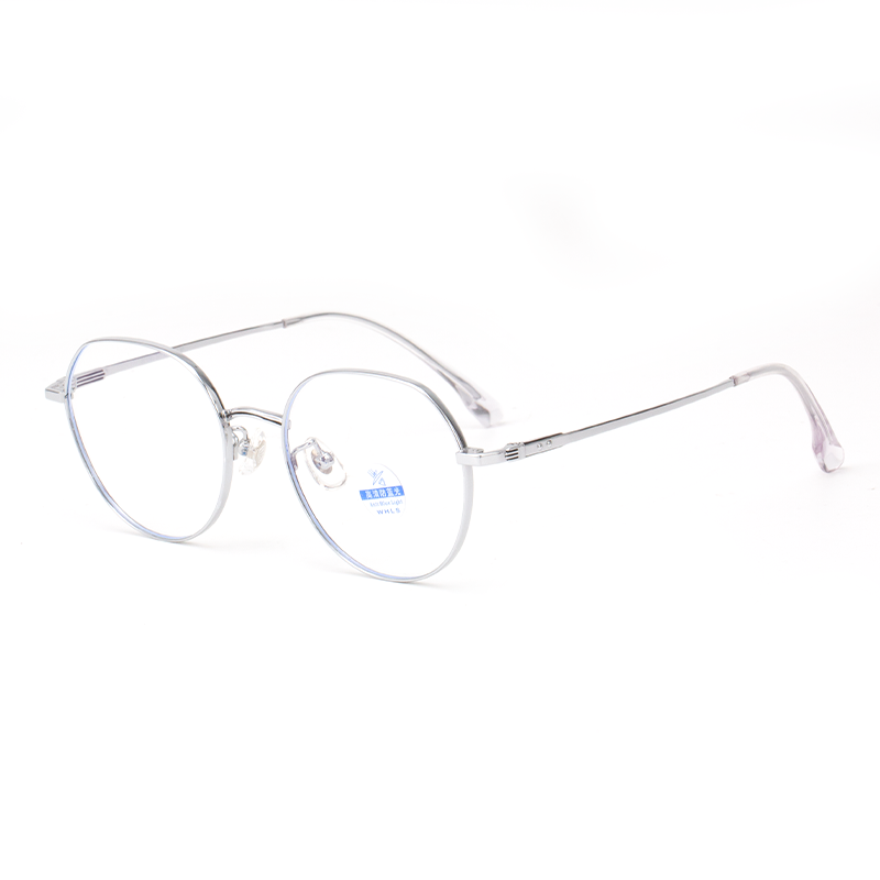 30829 Minimalist Geometric Round Anti-Blue Light Eyeglasses - Titanium Frame - Image 3