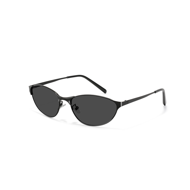12006 Y2K Style Slim Metal Oval Sunglasses - Narrow Retro Design - Image 2