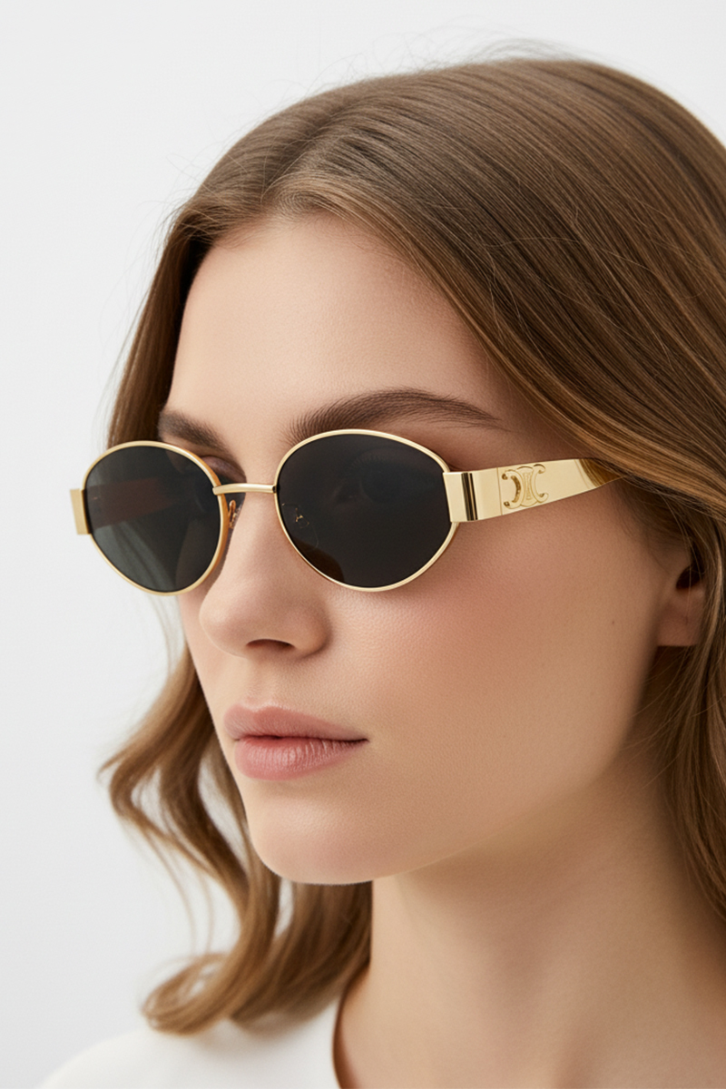 8040 Luxury Oval Metal Sunglasses