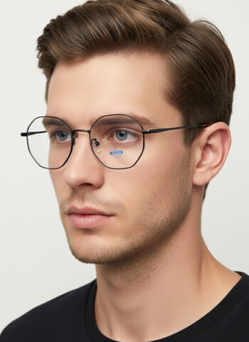 121211 Trendy Titanium Hexagon Blue Light Blocking Glasses
