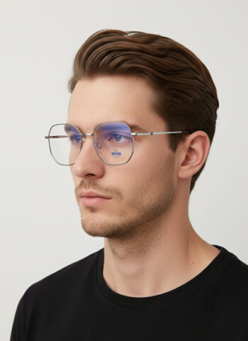 92443 Trendy Titanium Geometric Blue Light Blocking Eyewear