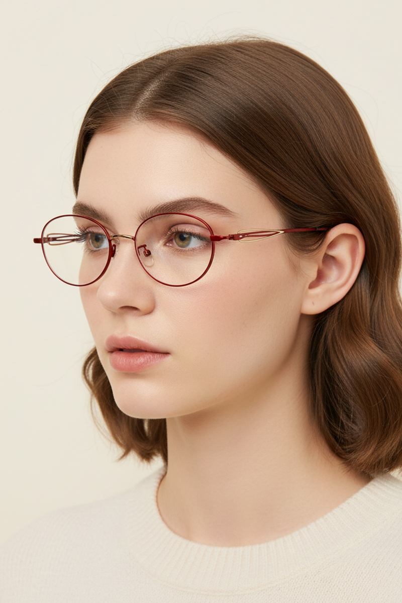YX051 Trendy Metal Oval Glasses - Fashion-Forward & Lightweight