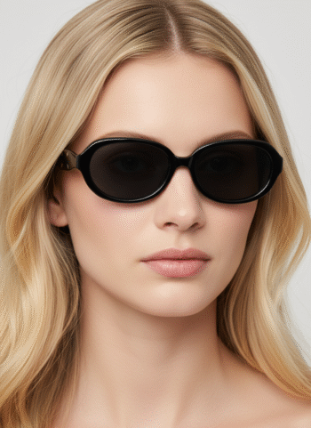 2228 Retro Oval Black Acetate Sunglasses - UV400 Protection - Unique Statement Frame