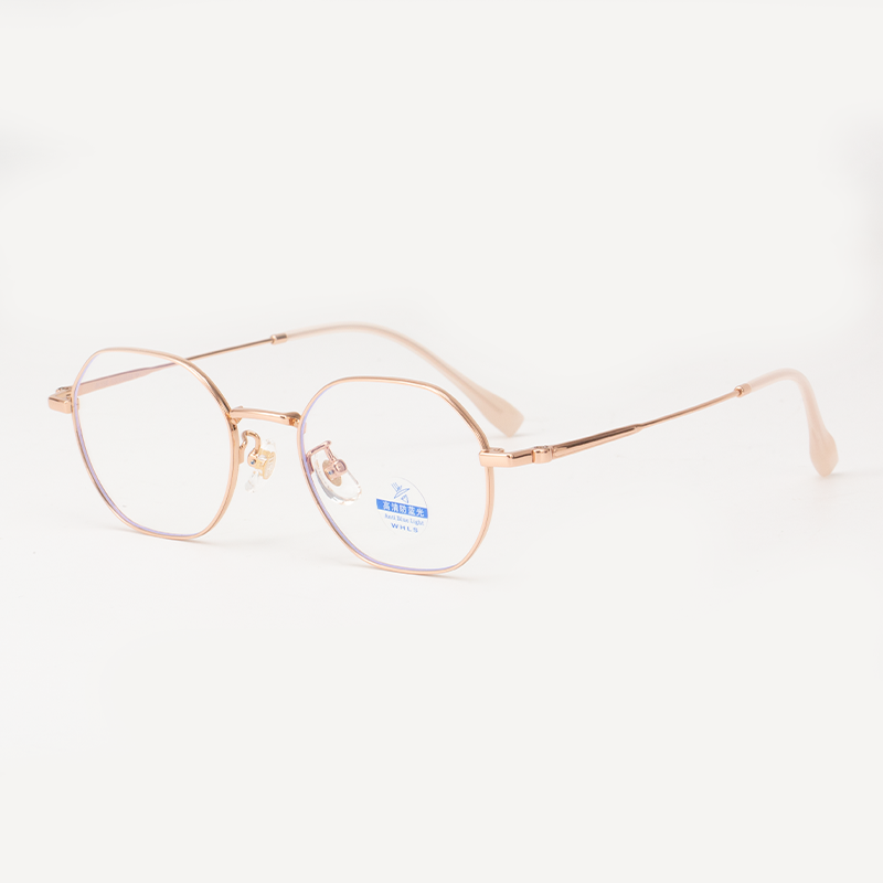 20110 Chic Geometric Hexagonal Anti-Blue Light Eyeglasses - Slim Titanium Frame - Image 4