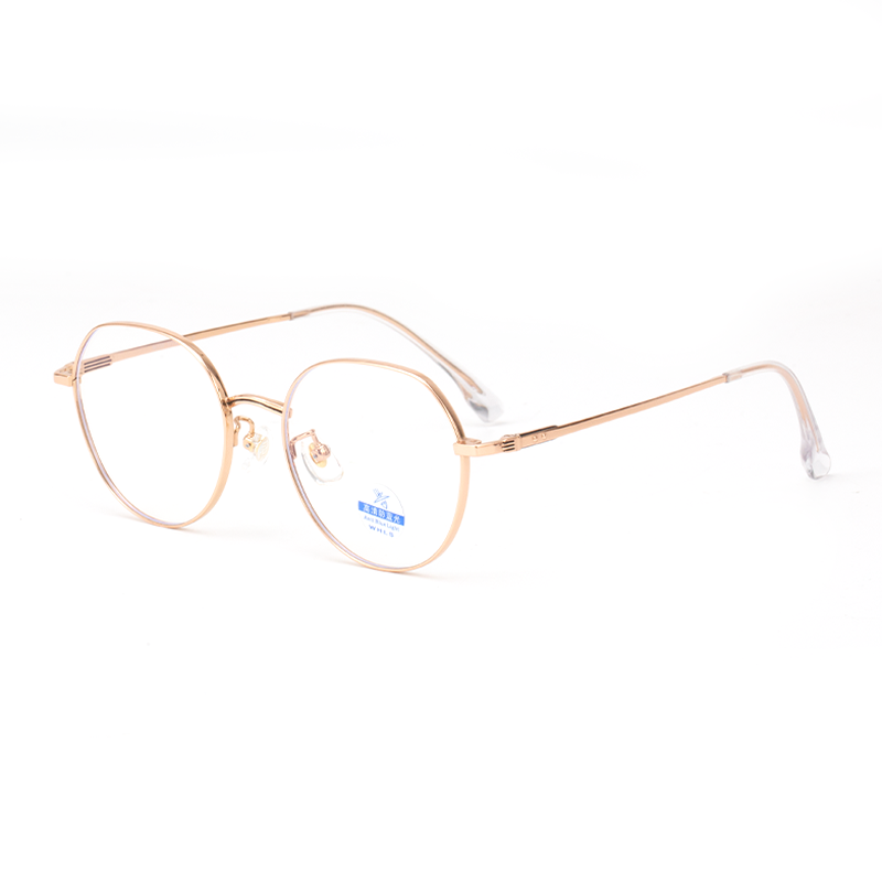 30829 Minimalist Geometric Round Anti-Blue Light Eyeglasses - Titanium Frame - Image 4
