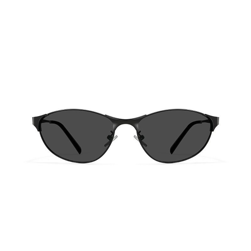 12006 Y2K Style Slim Metal Oval Sunglasses - Narrow Retro Design - Image 3
