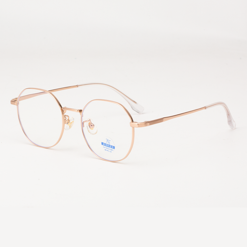 30868 Geometric Round Blue Light Blocking Glasses - Ultra-Light TitaniumFrame - Image 4