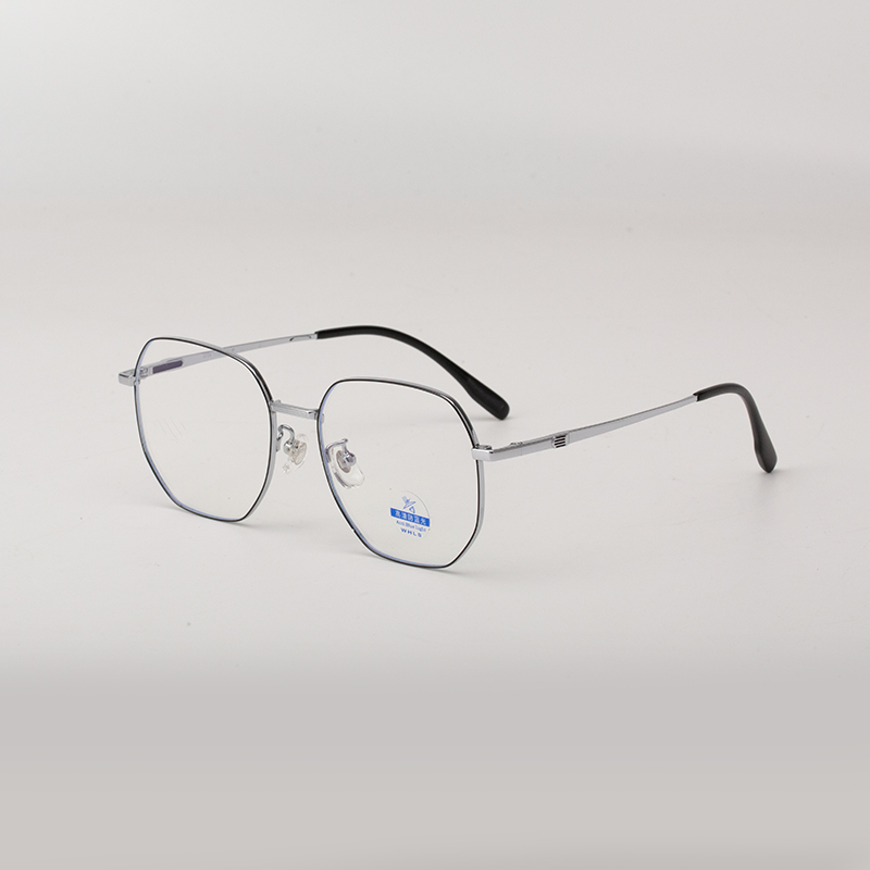 92443 Trendy Titanium Geometric Blue Light Blocking Eyewear - Image 2