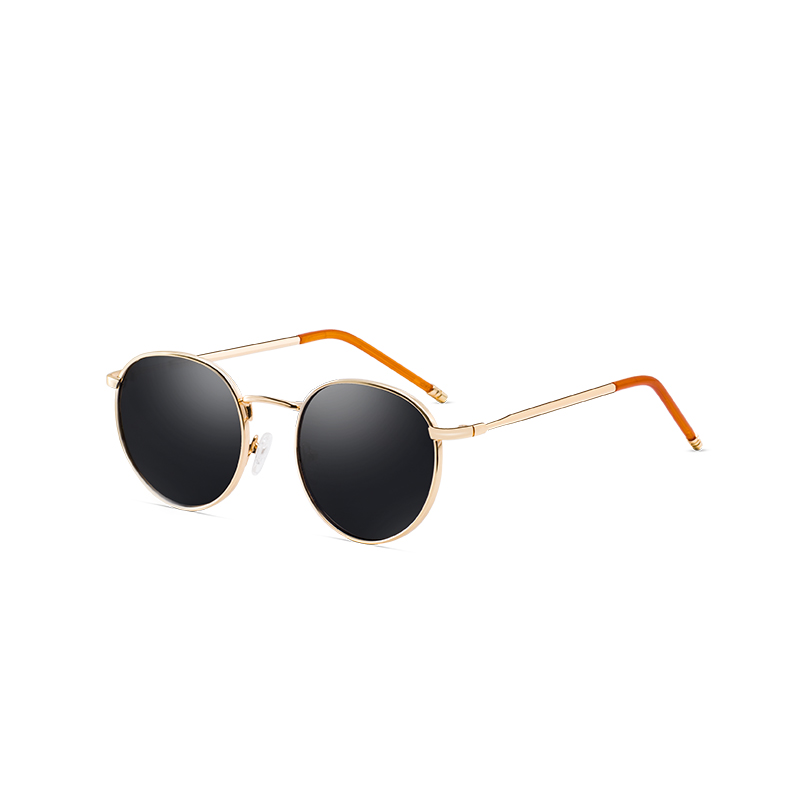 028 Classic Round Polarized Sunglasses - Vintage Metal Frame - Image 3