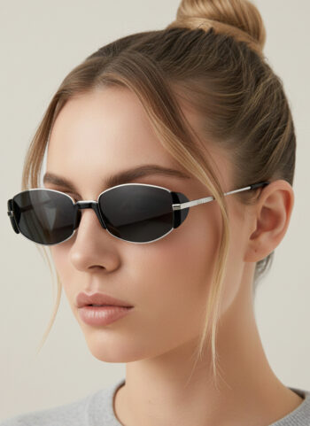 11226 Edgy Retro Narrow Oval Sunglasses