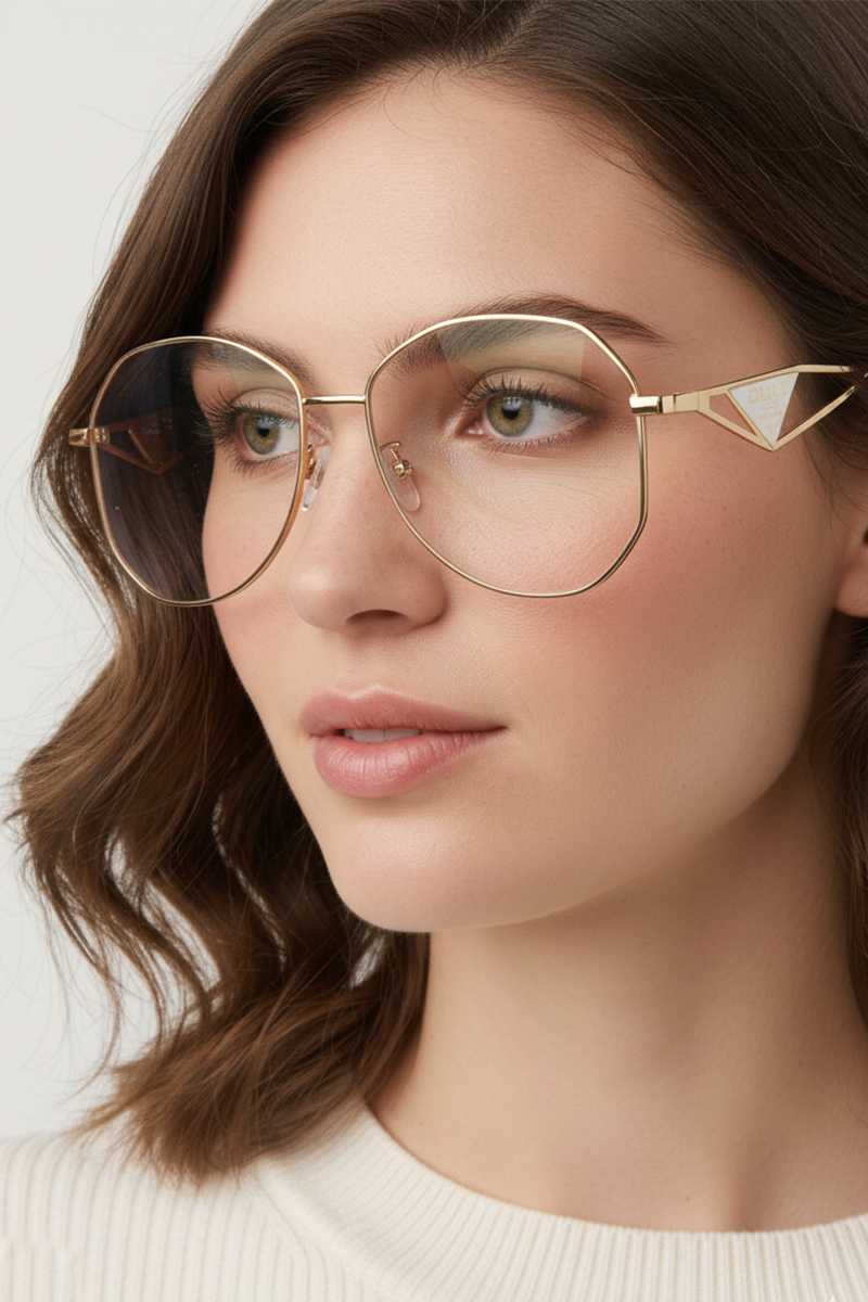 D016 Fashion Geometric Metal Optical Frames - Oversized & Unique