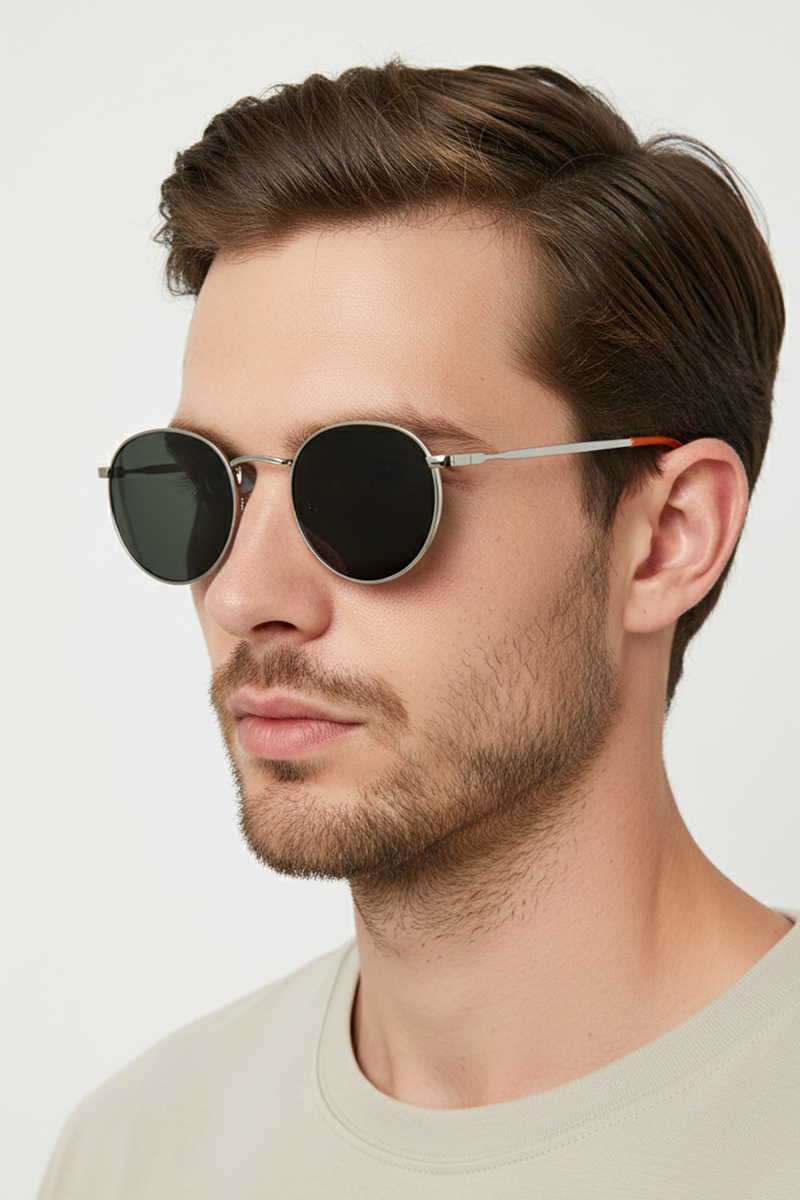 028 Classic Round Polarized Sunglasses - Vintage Metal Frame